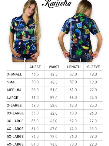King Kameha Bluse 'Flamingo Melone'‌ in Blau