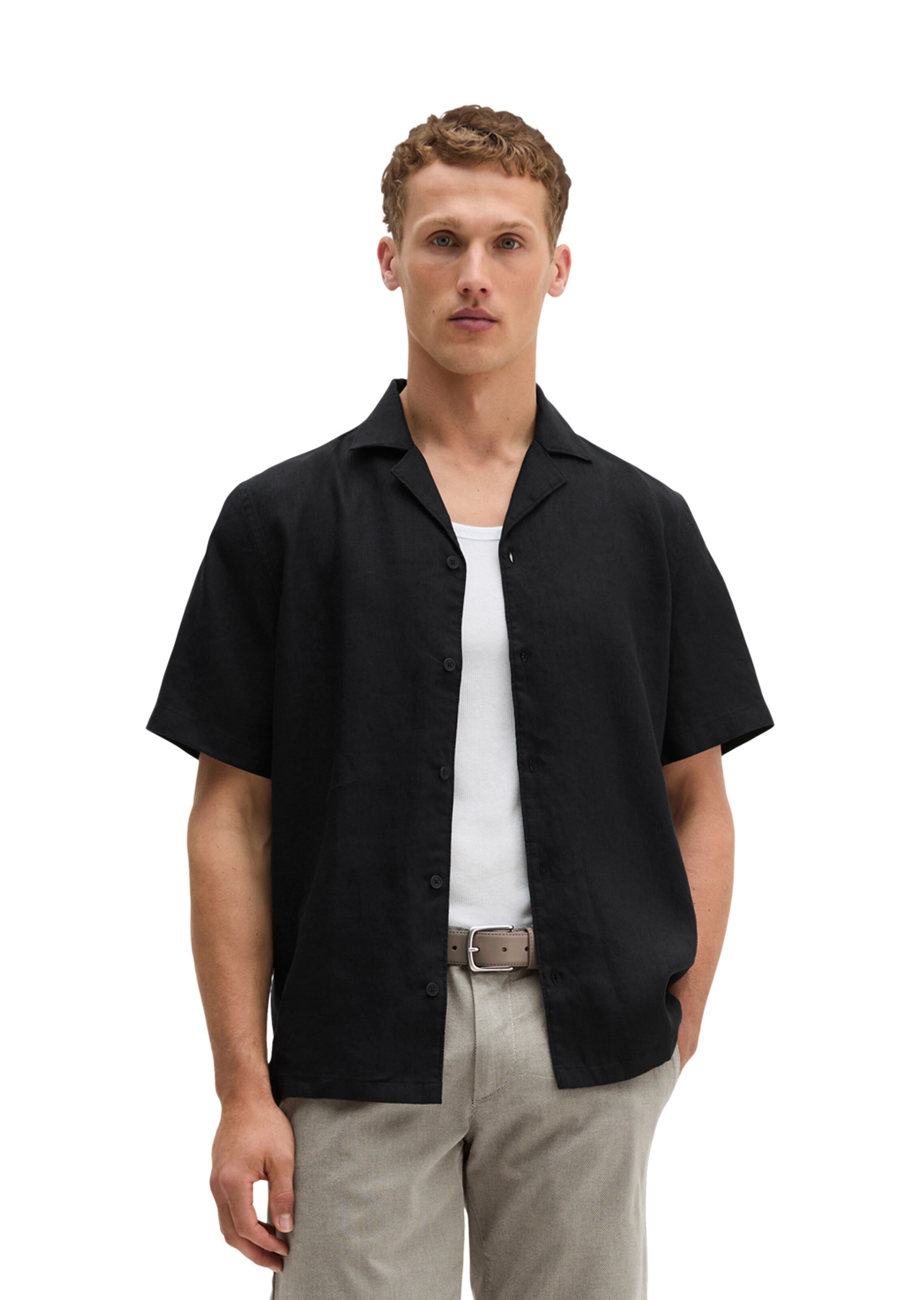 Marc O'Polo Regular fit Button Up Shirt in Black: front