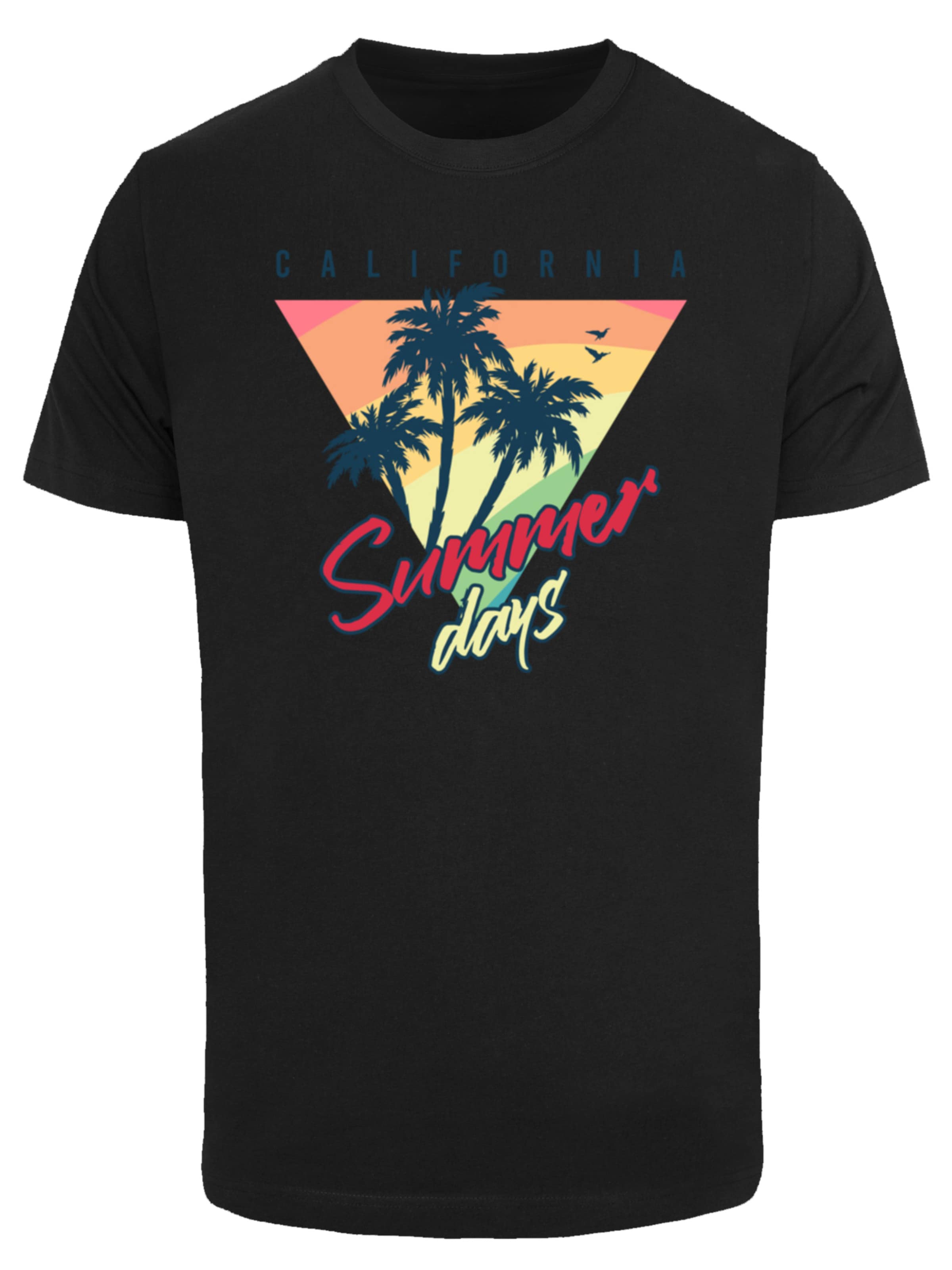 T-Shirt 'California Palmen Retro' F4NT4STIC en noir : devant