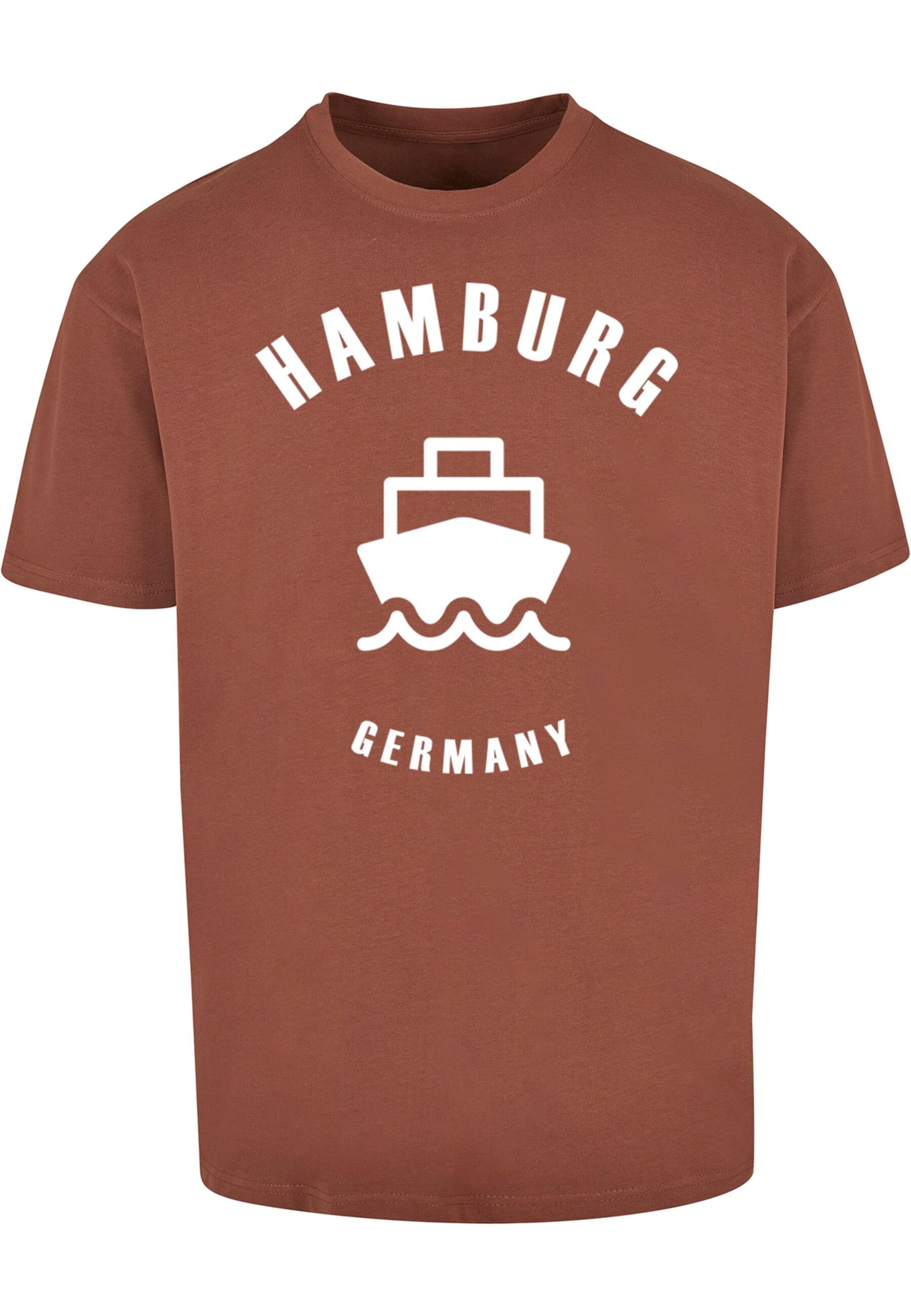 T-Shirt 'Hamburg X' Merchcode en marron : devant