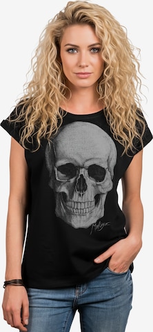 MAKAYA Shirt 'Totenkopf' in Black: front