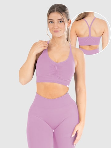 Smilodox Bustier Sport bh 'Solid Scrunch' in Roze: voorkant