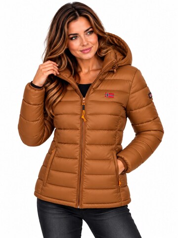 GEOGRAPHICAL NORWAY Winter Jacket 'Damen Herbst Winter Jacke Steppjacke Outdoor Übergangs leicht Kapuze' in Beige: front