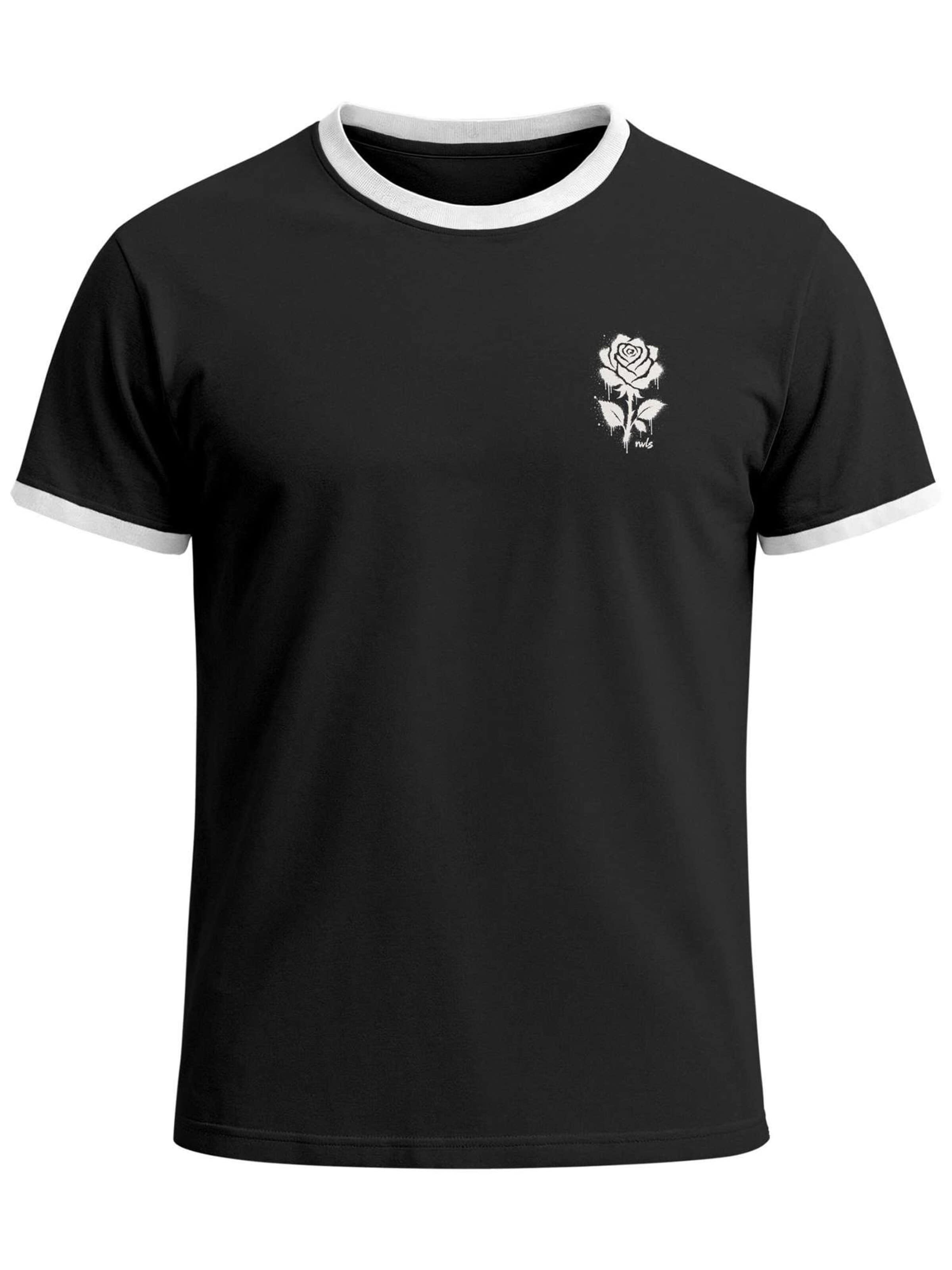 Neverless Shirt 'Graffiti Rose' in Black: front