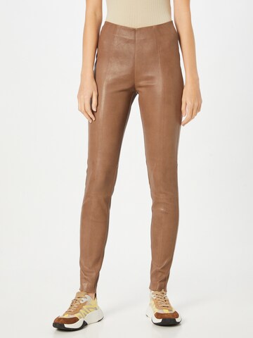 Skinny Leggings 'Laja' Cream en marron : devant