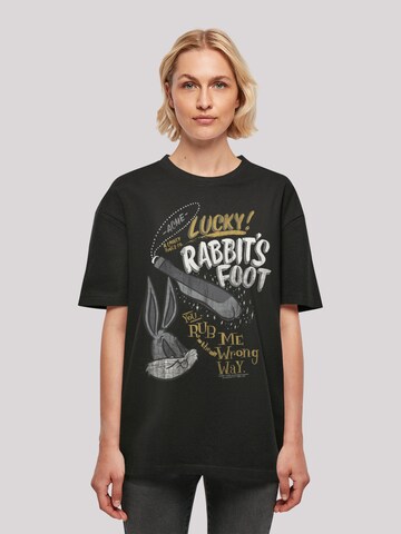 F4NT4STIC Oversized shirt 'Looney Tunes Bugs Bunny Rub Me The Wrong Way' in Zwart: voorkant