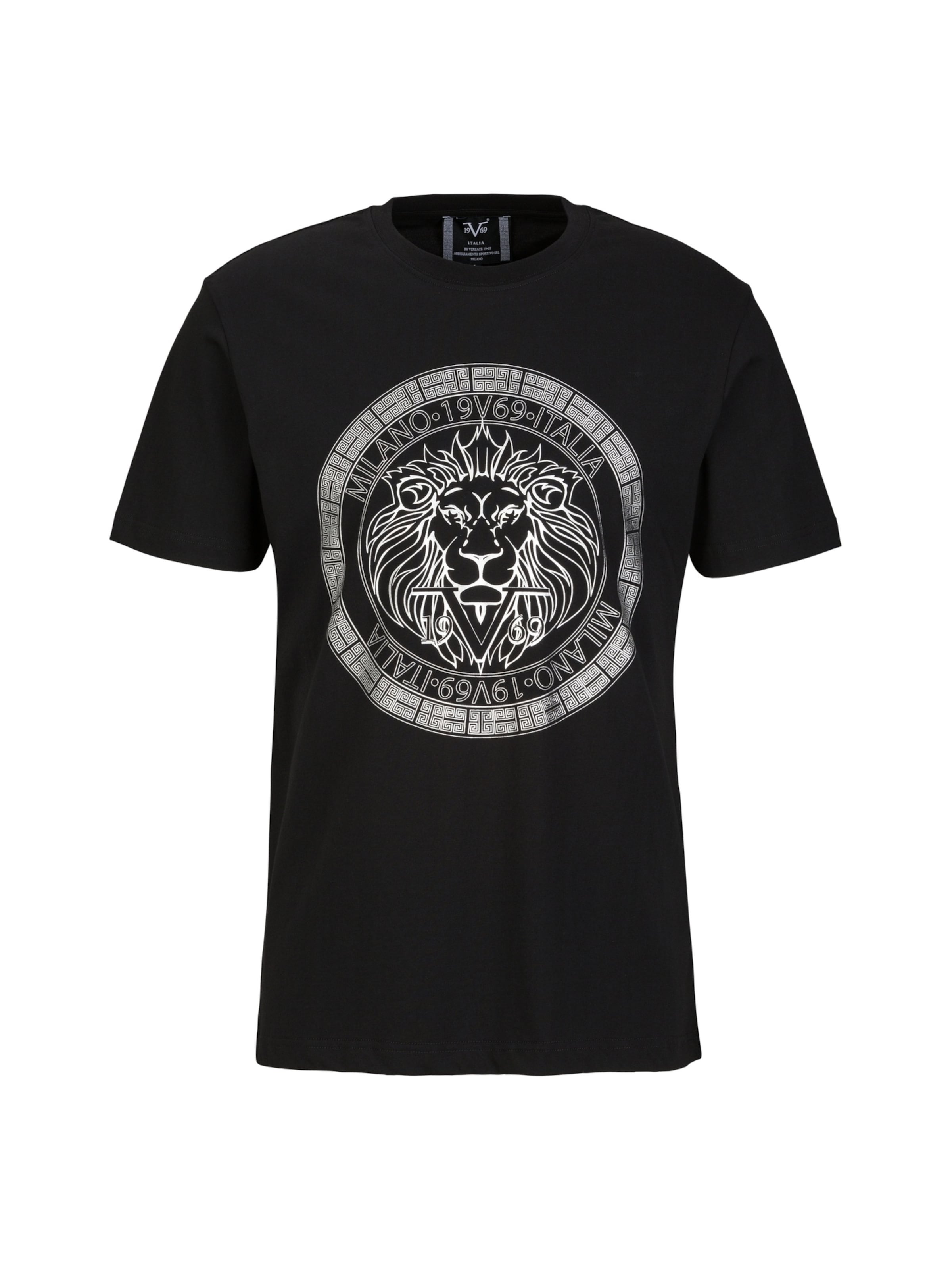 19V69 ITALIA Majica 'Rafael Carrier 8' | črna / bela barva, Prikaz izdelka