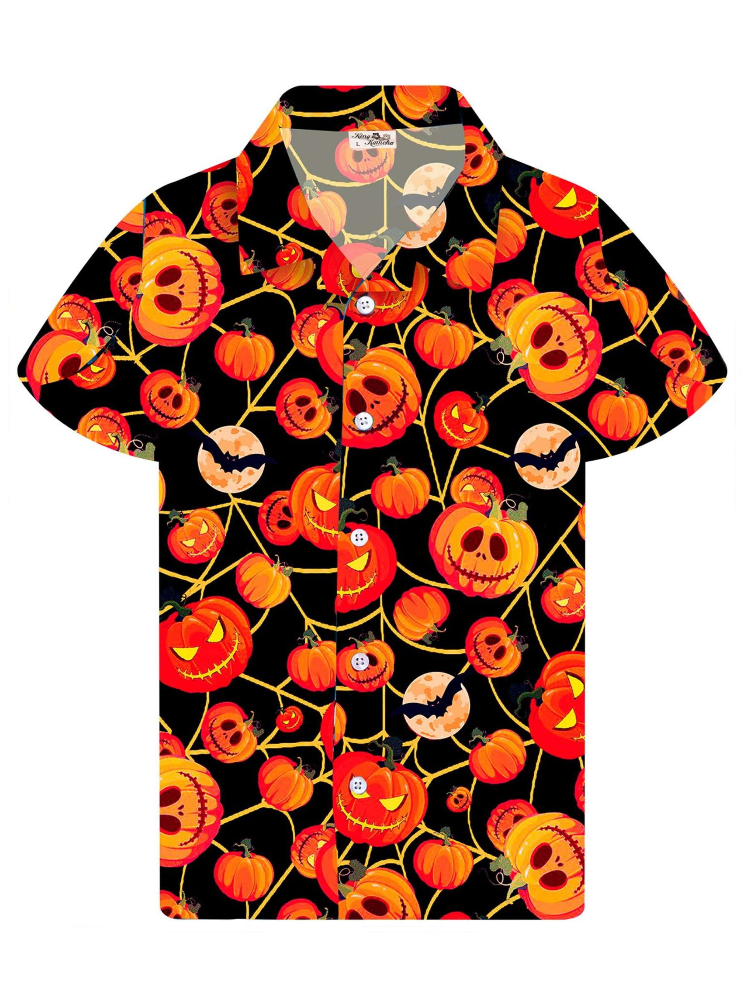 King Kameha Shirt 'Helloween Pumpkin Web' in Red: front