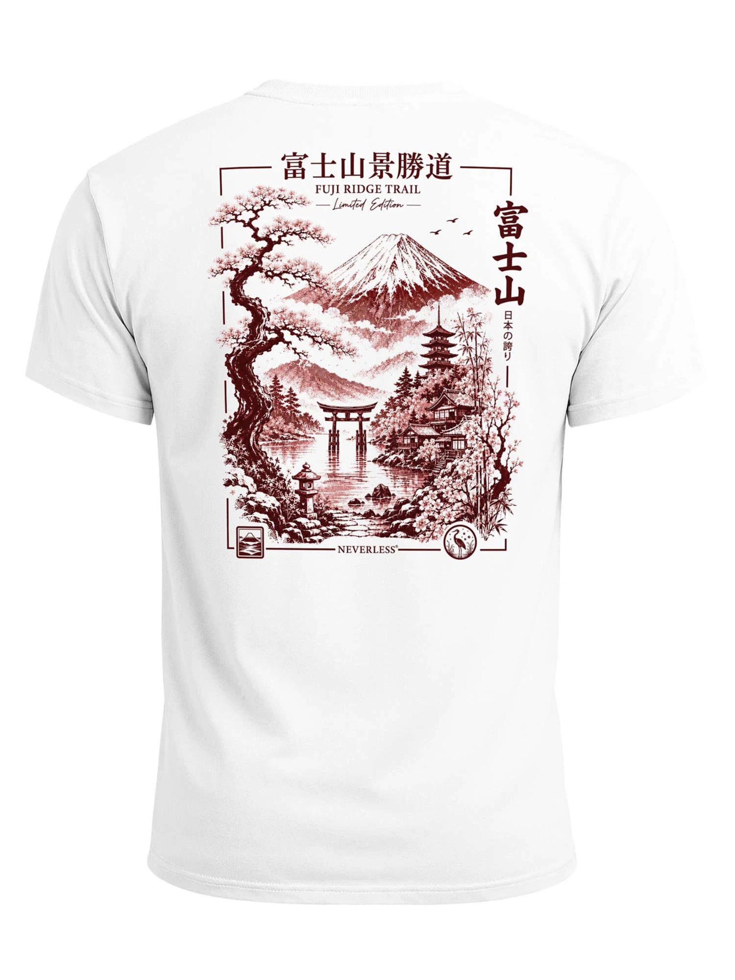Neverless Shirt 'Mount Fuji' in White: front