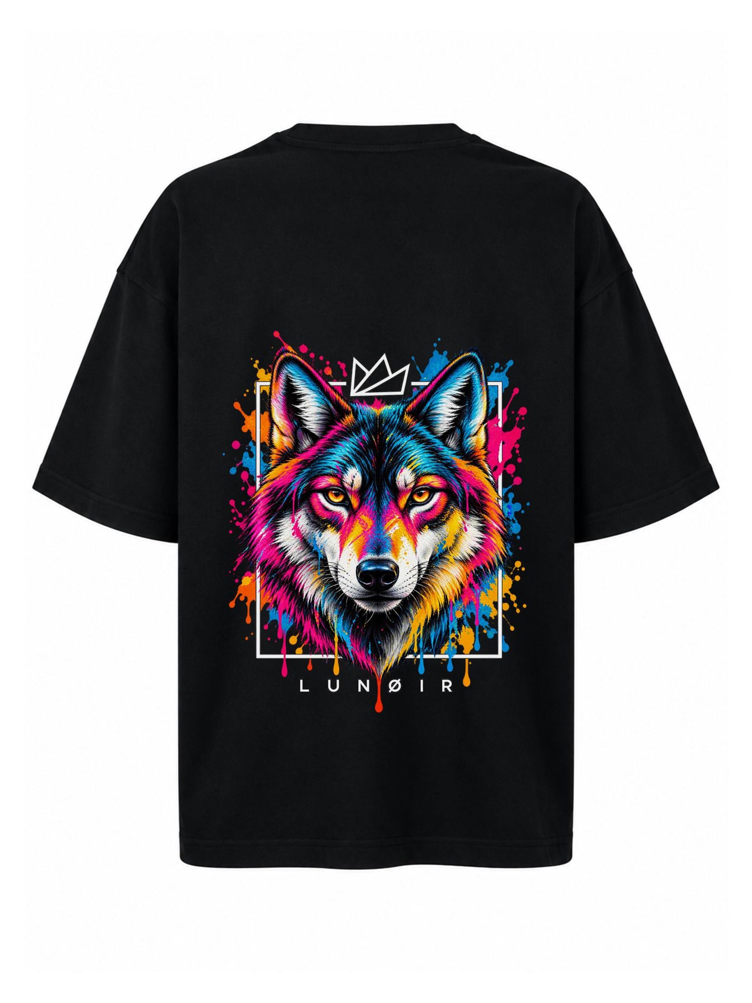 LUNØIR Studio Póló 'Tropical Riot – Urban Howl' - fekete: elől