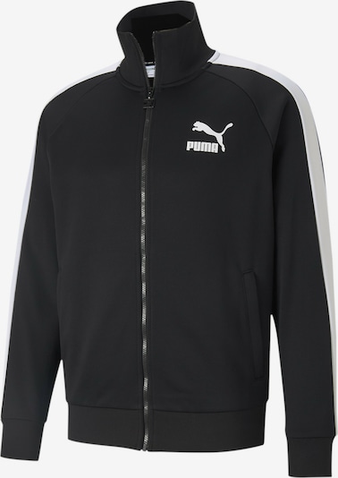 PUMA Sportsweatjacke 'Iconic T7' in schwarz / weiß, Produktansicht