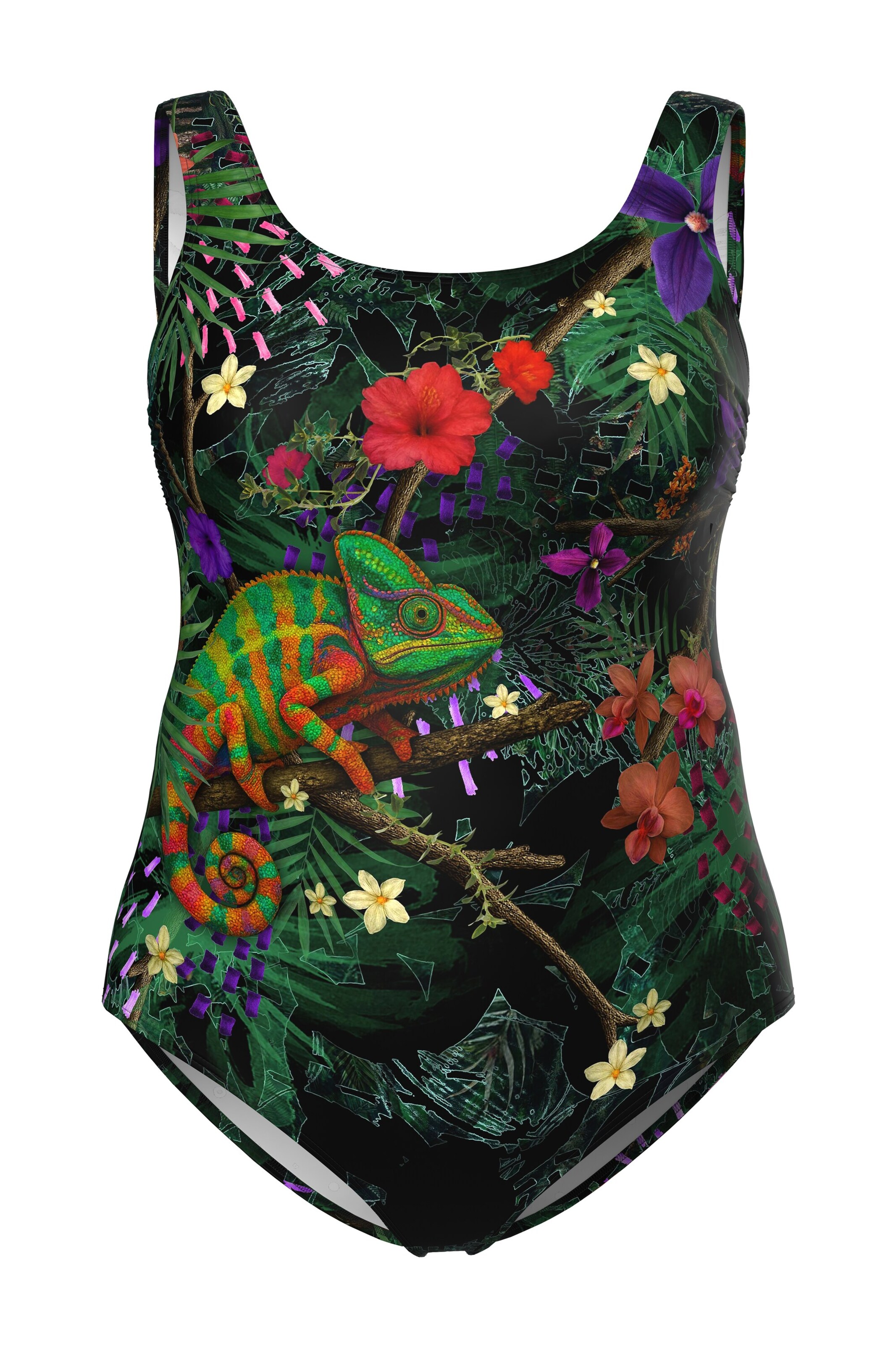 Ulla Popken Bralette Swimsuit in Black: front