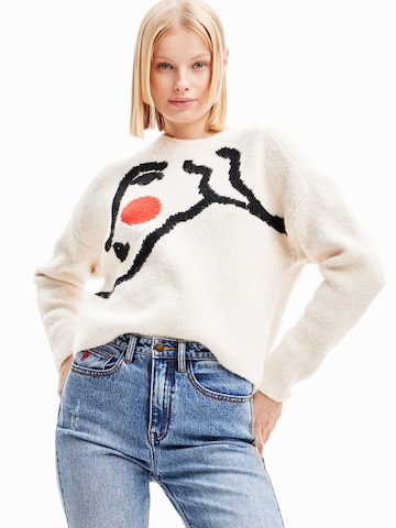 Pullover 'TRAZO' di Desigual in bianco: frontale