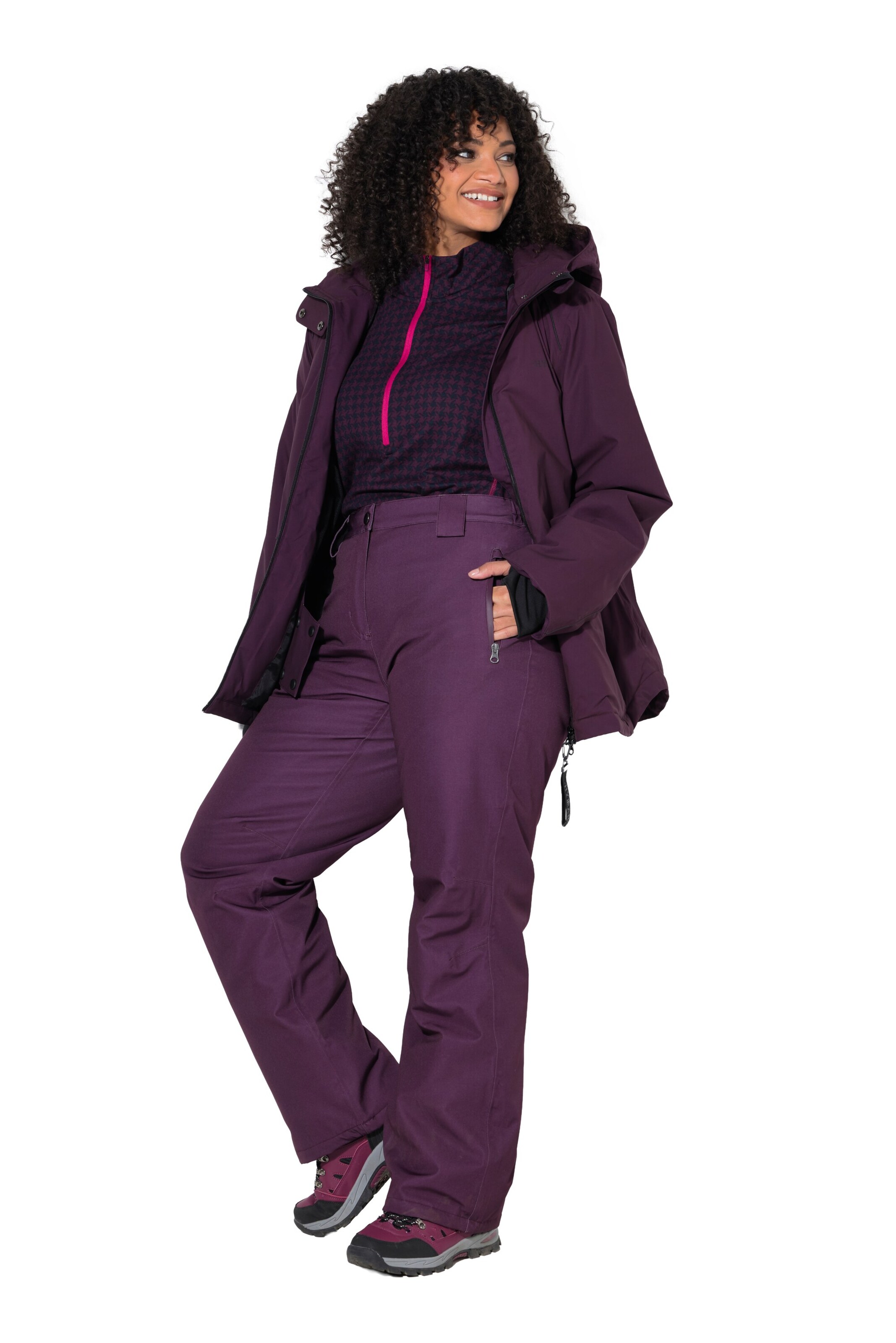 Ulla Popken Flared Weatherproof pants in Purple