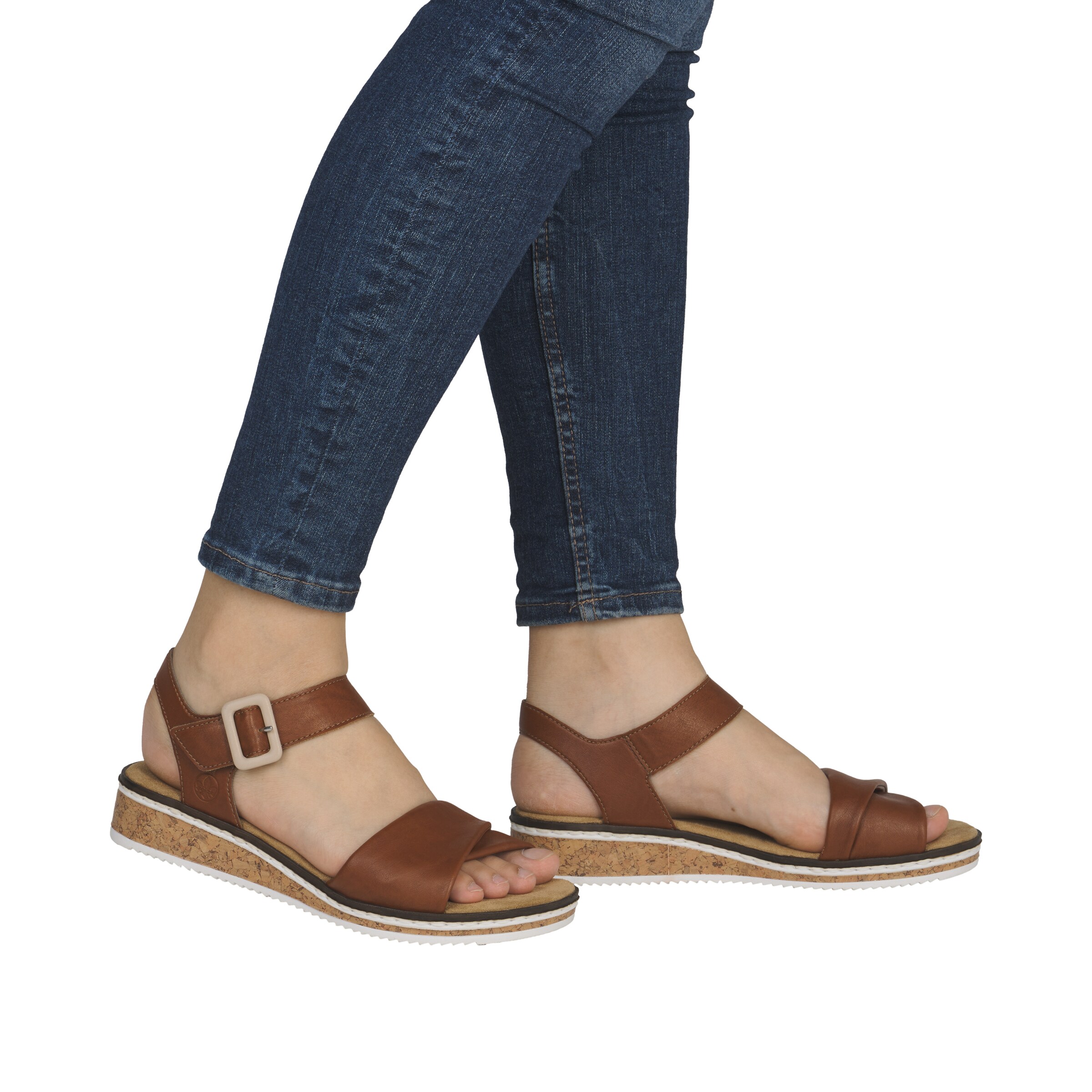 Rieker Strap Sandals in Brown: front