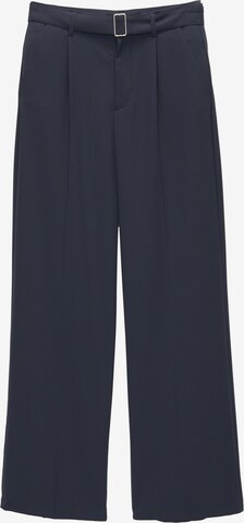 Pull&Bear Zvonové kalhoty Kalhoty se sklady v pase – modrá: přední strana