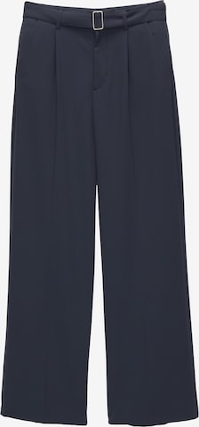 Pull&Bear Wide Leg Bukser med lægfolder i blå: forside