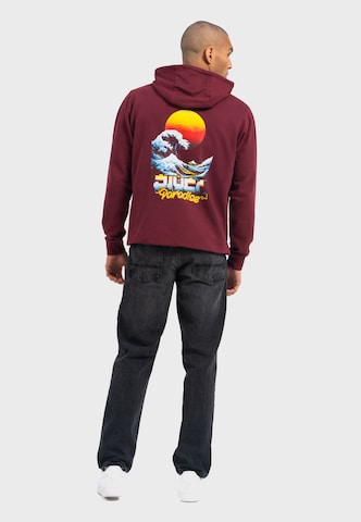 Oldskull Hoodie 'Retro Pixel Wave Logo Graphic' in Rot