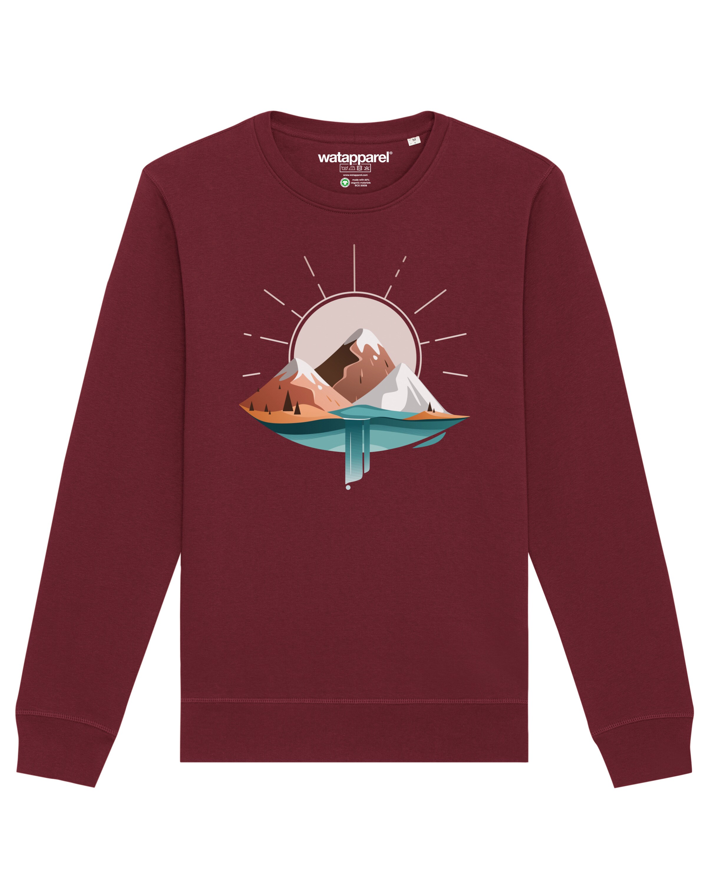 Watapparel Sweatshirt ' Sunrise & Lake ' in Rood: voorkant