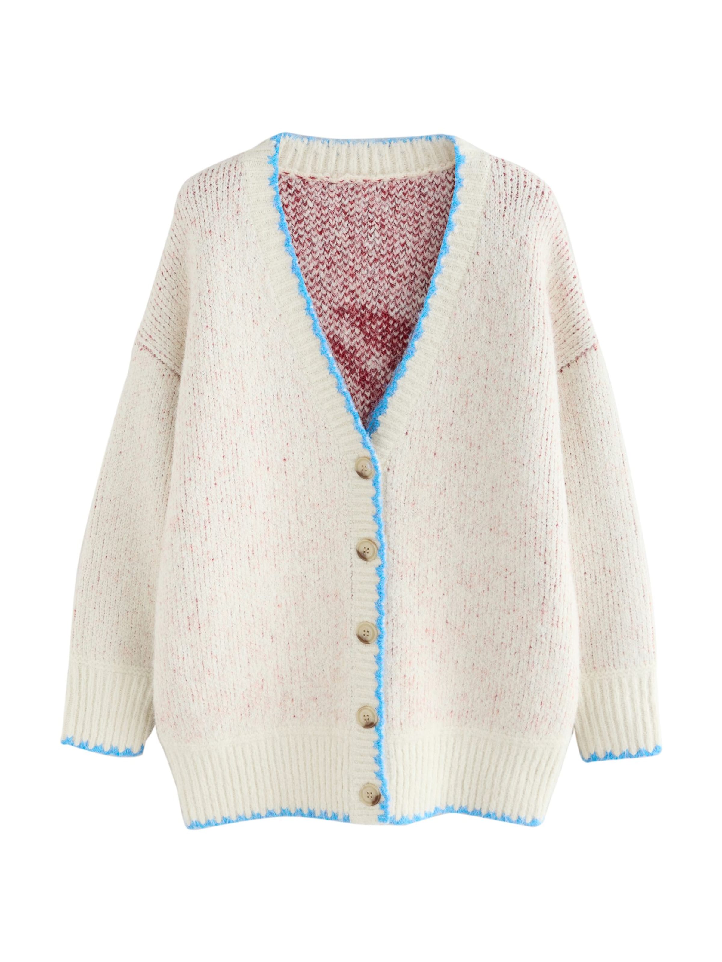 Next Πλεκτή ζακέτα 'Lobster' σε εκρού / αζούρ / σκούρο κόκκινο, Άποψη προϊόντος