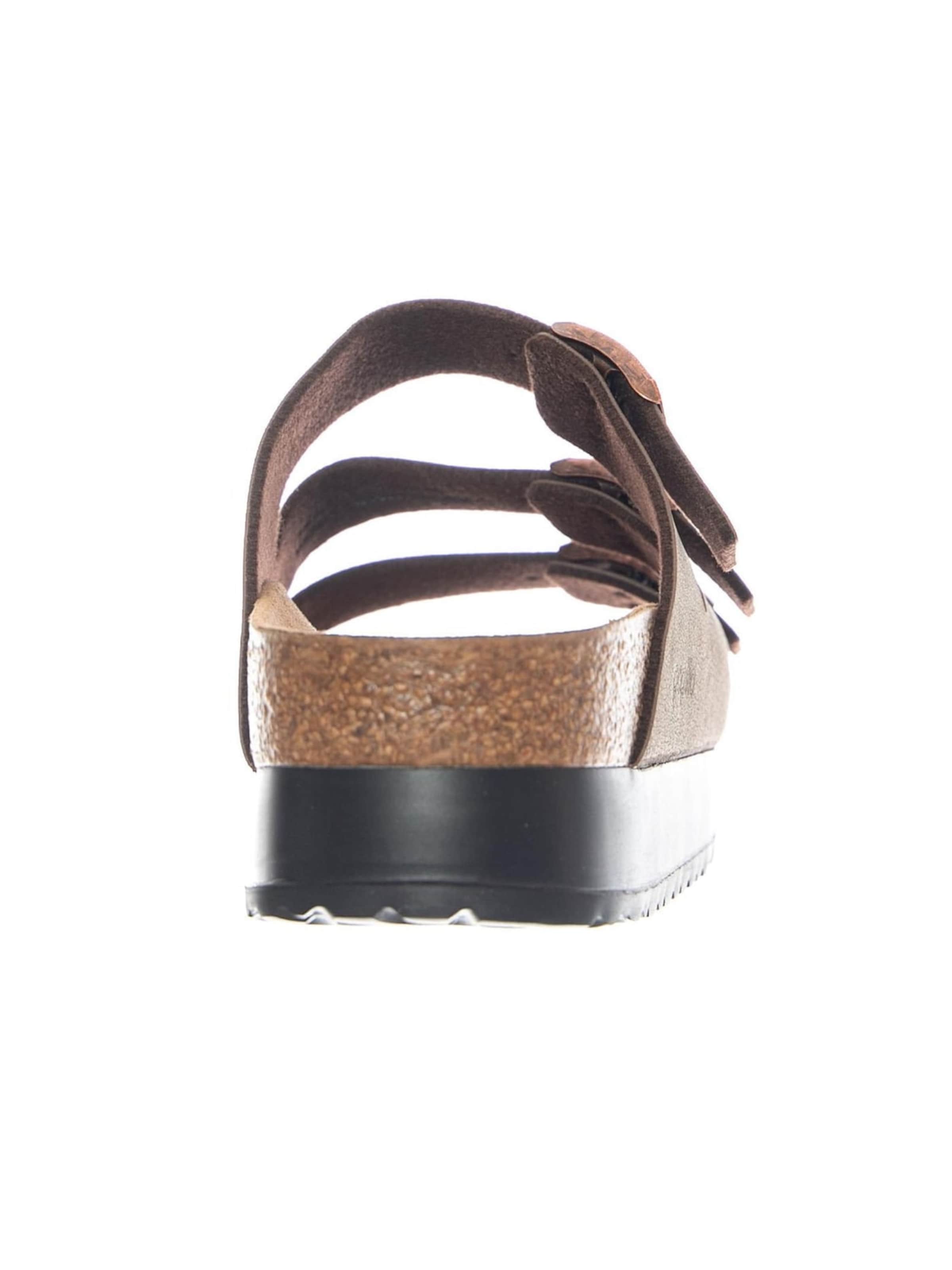 BIRKENSTOCK Sandaal 'Florida III Platform Vegan Birkibuc Narrow Fit Mocca' in Bruin