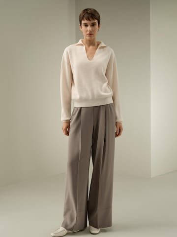 Lilysilk Pullover 'Gerippter Kaschmir Polo Pullover'‌ in Beige