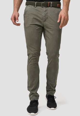 INDICODE JEANS Slim fit Chino Pants in Green: front