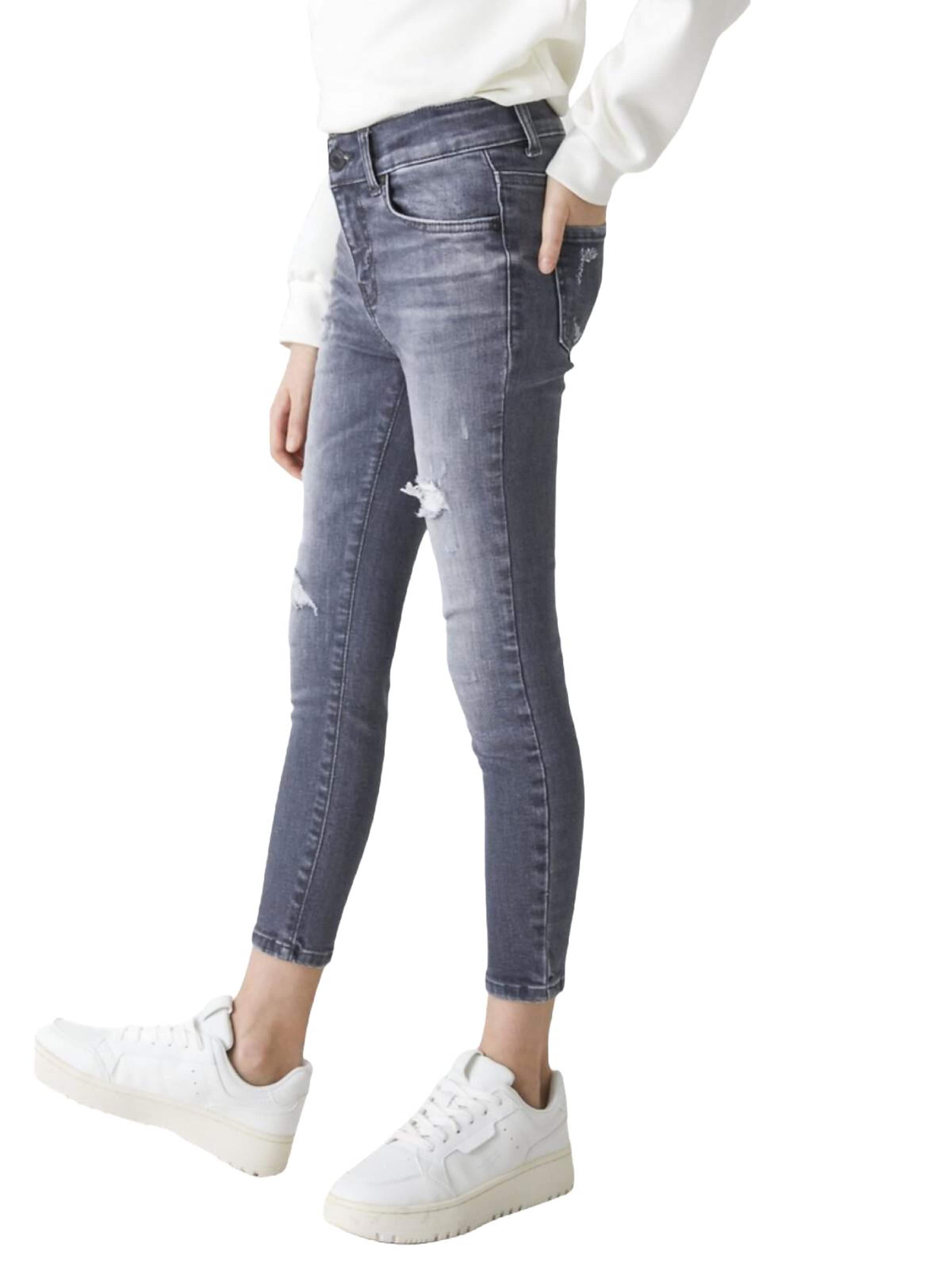 LTB Jeans - regular Vaquero 'LTB Jeans Baby Girl Lonia G Mid Waist Asymmetrische Jeanshose' en gris