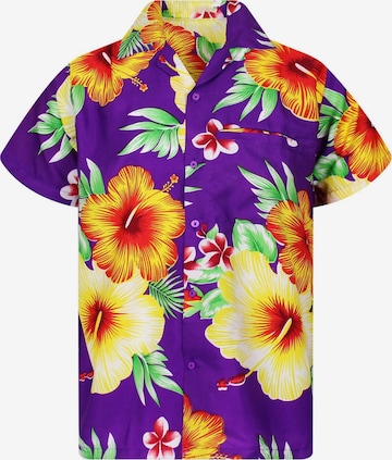 King Kameha Shirt 'Paradise Flower' in Lila: Vorderseite