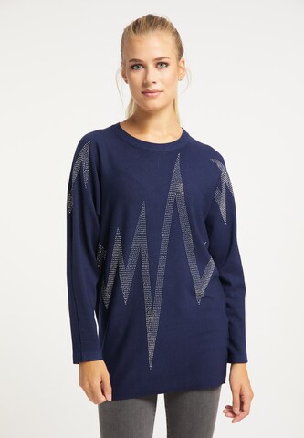 usha BLUE LABEL Oversized Sweater in Blue: front