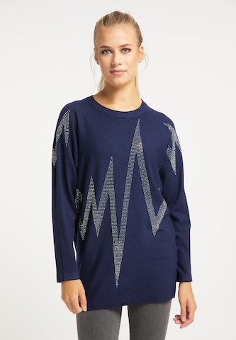 usha BLUE LABEL Oversized Sweater in Blue: front