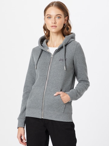 Superdry - Sudadera con cremallera en gris: frente