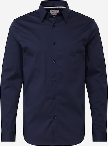 Coupe slim Chemise GUESS en bleu : devant