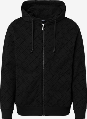 JOOP! Jeans Zip-Up Hoodie in Black: front