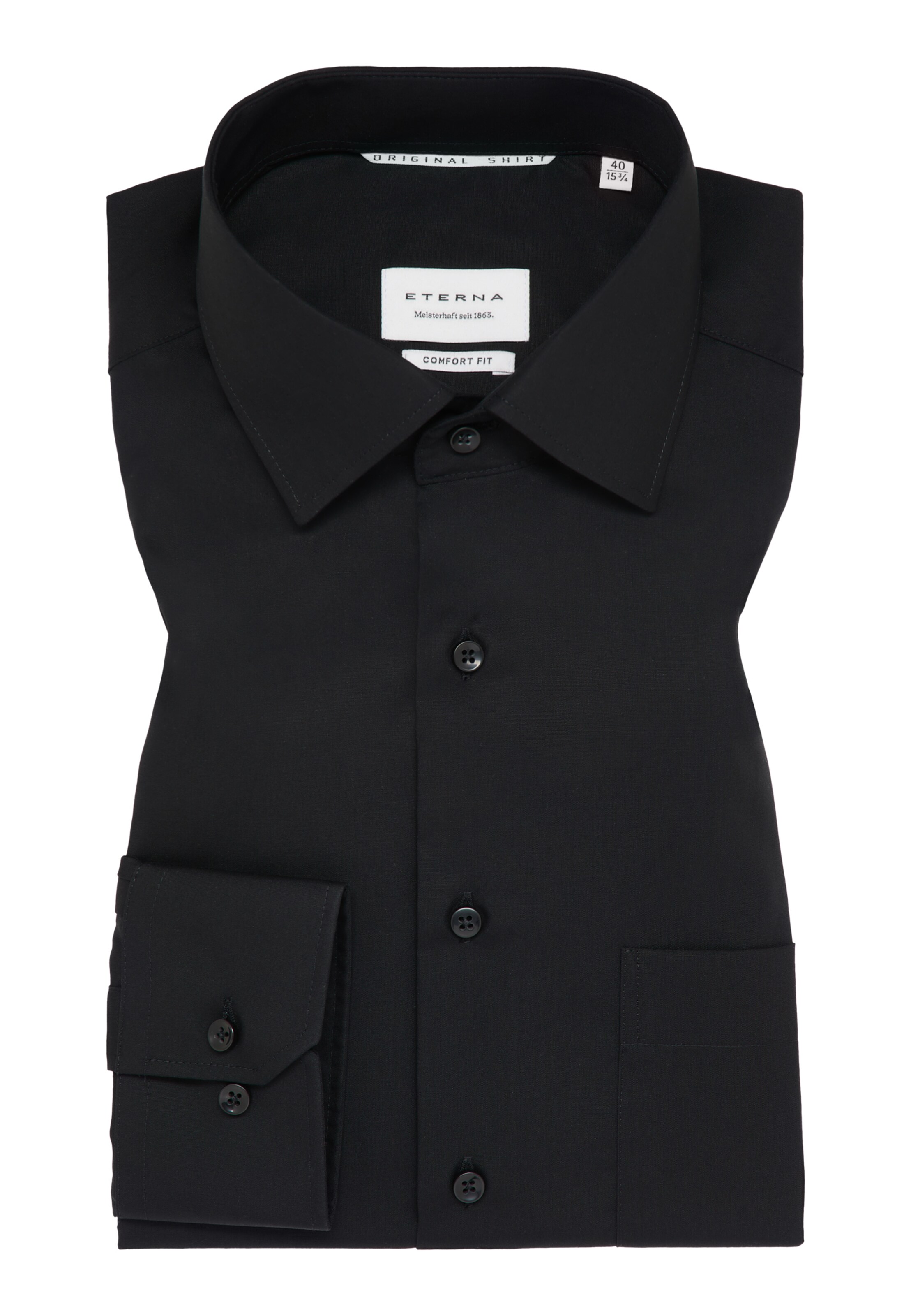 ETERNA Comfort fit Button Up Shirt in Black