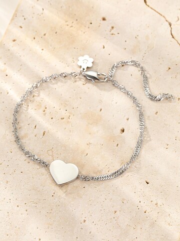 Hey Happiness - Pulsera 'Minimalist Heart Charm' en plata