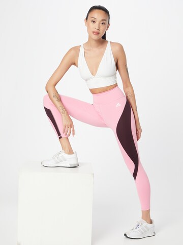 ADIDAS SPORTSWEAR - Skinny Calças de desporto 'Essentials Hiit Colourblock' em rosa