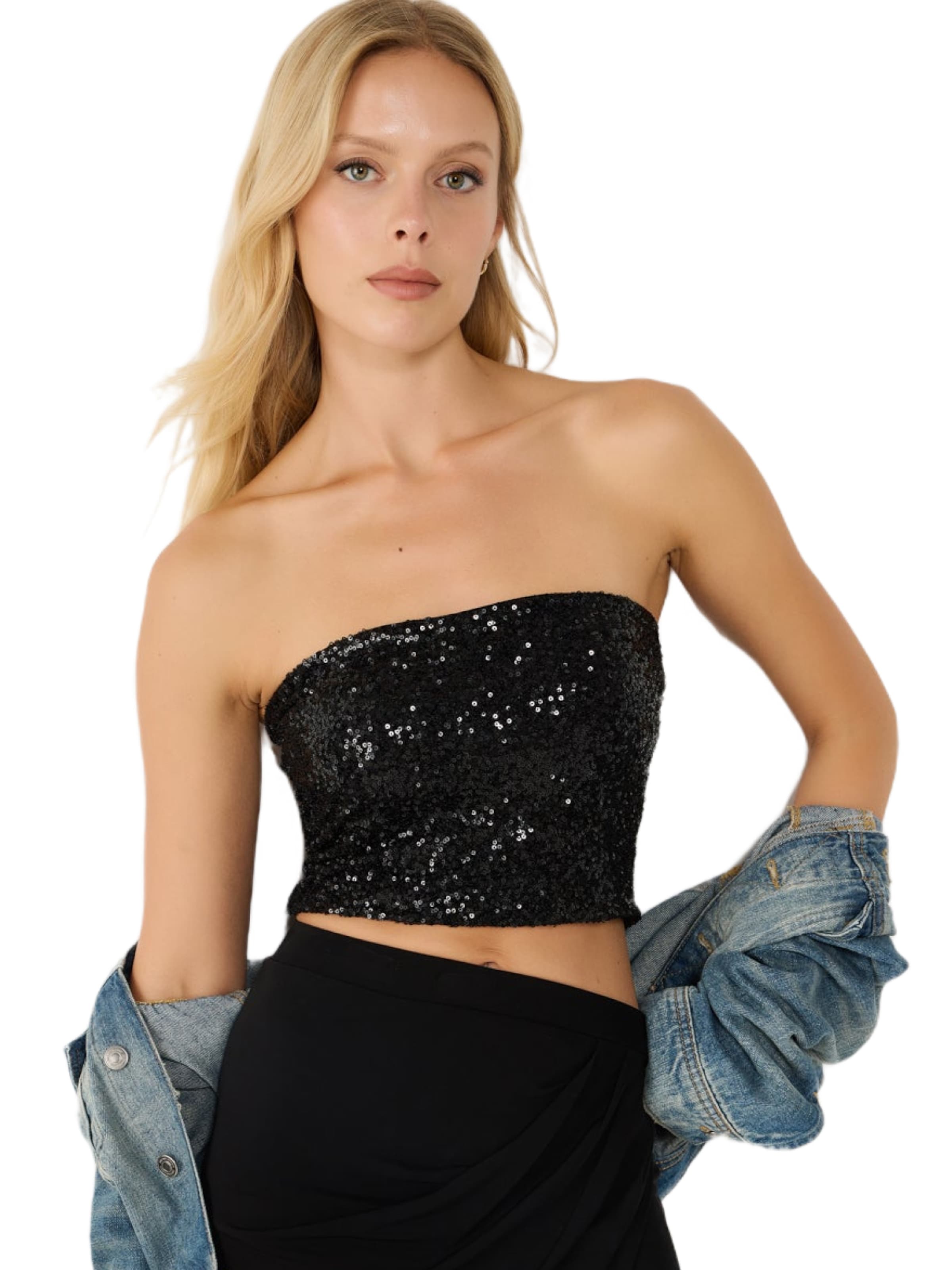 No Matter What Top in Schwarz: Vorderseite