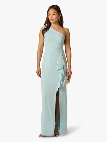 Adrianna Papell Avondjurk 'Petite Side Ruffle Crepe Column Gown' in Blauw: voorkant