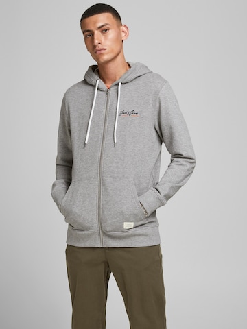 JACK & JONES - Sudadera con cremallera 'Tons' en gris: frente