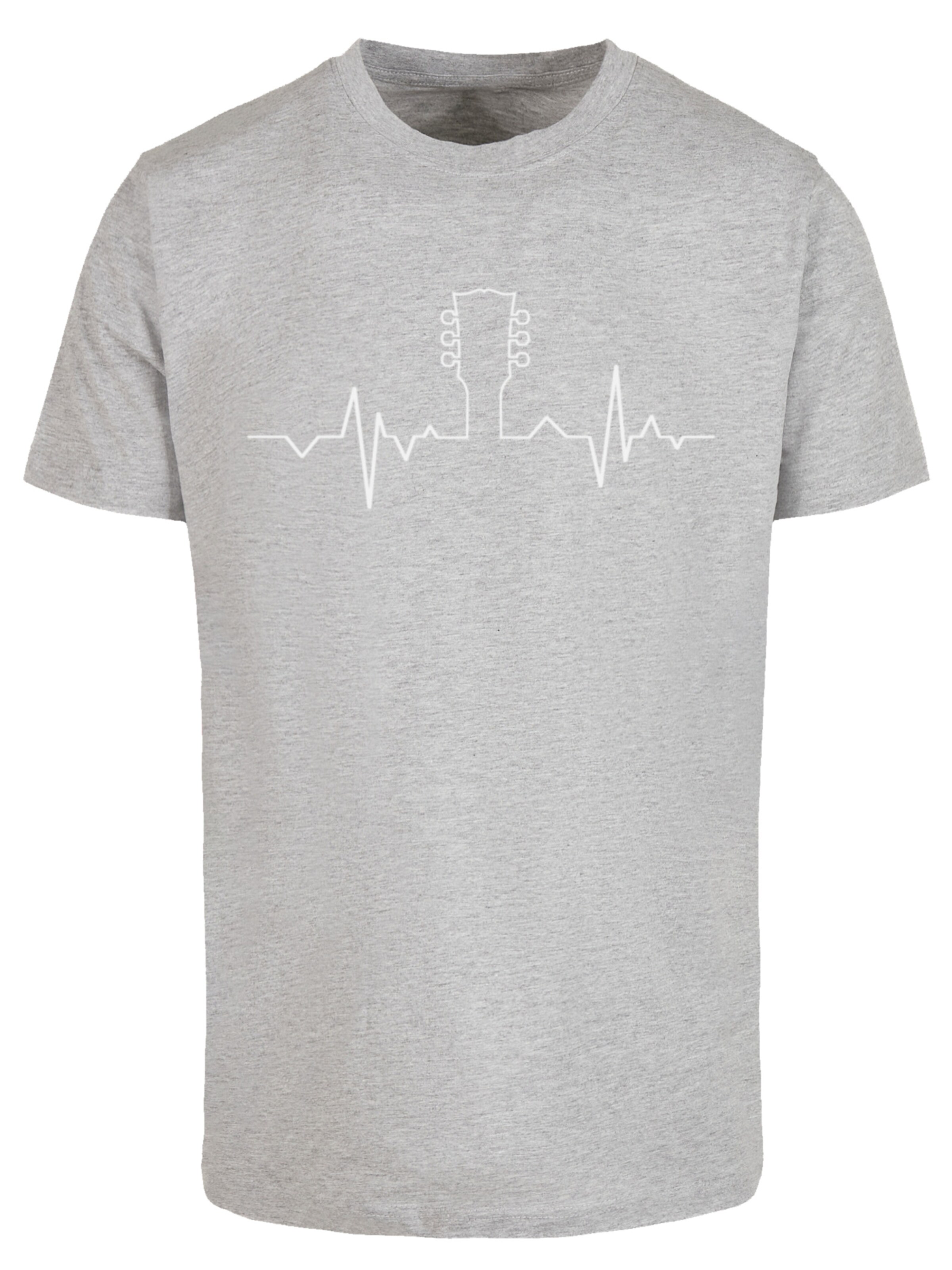 F4NT4STIC T-Shirt 'Gitarre heartbeat design' in Grau: Vorderseite