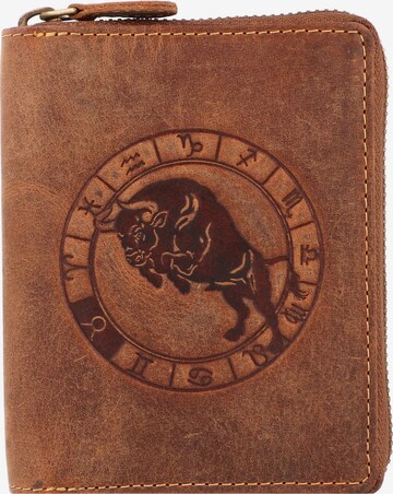 GREENBURRY Wallet 'Sternzeichen' in Brown: front