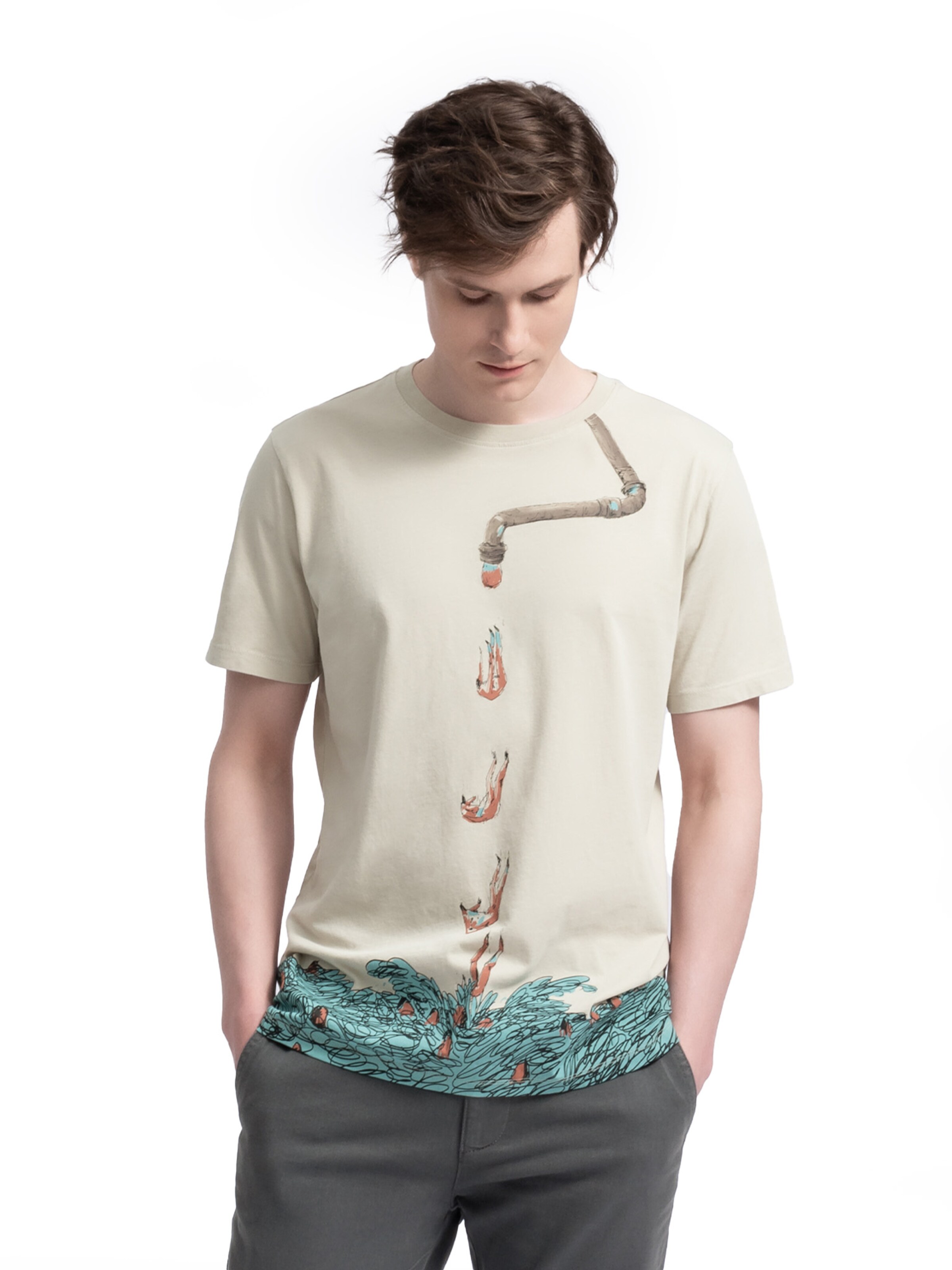 T-Shirt 'Gravity' Kaft en beige : devant