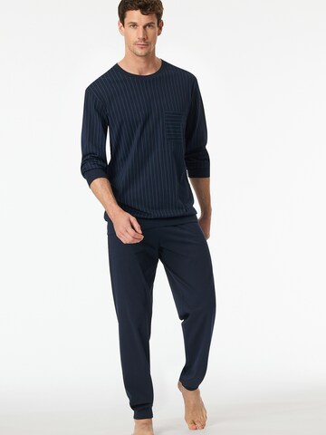 SCHIESSER Pyjama lang ' Comfort Essentials ' in Blauw: voorkant