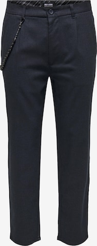 Only & Sons Tapered Pleat-Front Pants 'LOU' in Blue: front