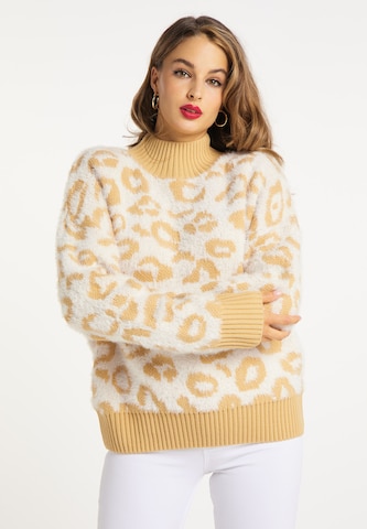 Pull-over faina en beige : devant