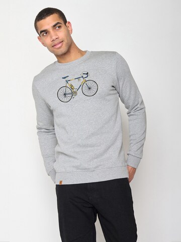 GREENBOMB Sweatshirt 'Bike Knut' in Grey: front