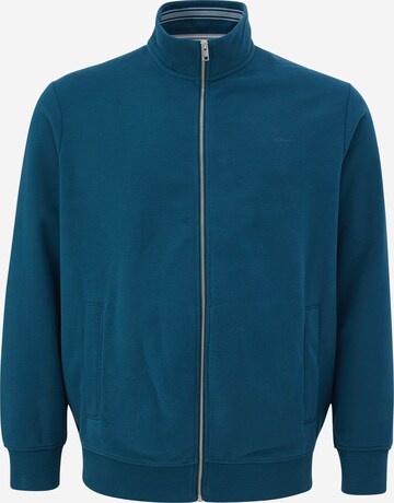 s.Oliver Men Big Sizes Zip-Up Hoodie in Blue: front