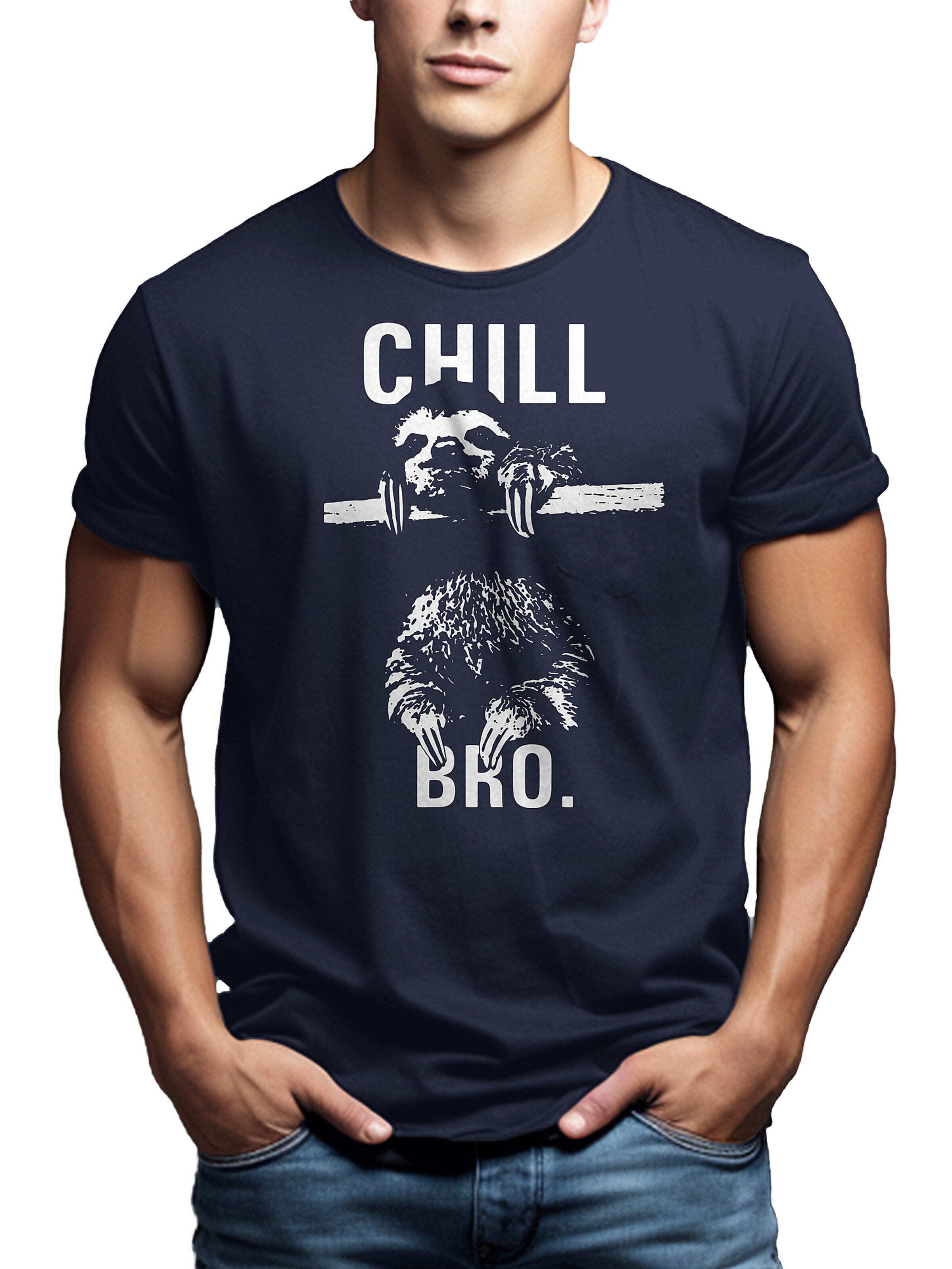 MAKAYA Shirt 'Chill Bro.' in Blue