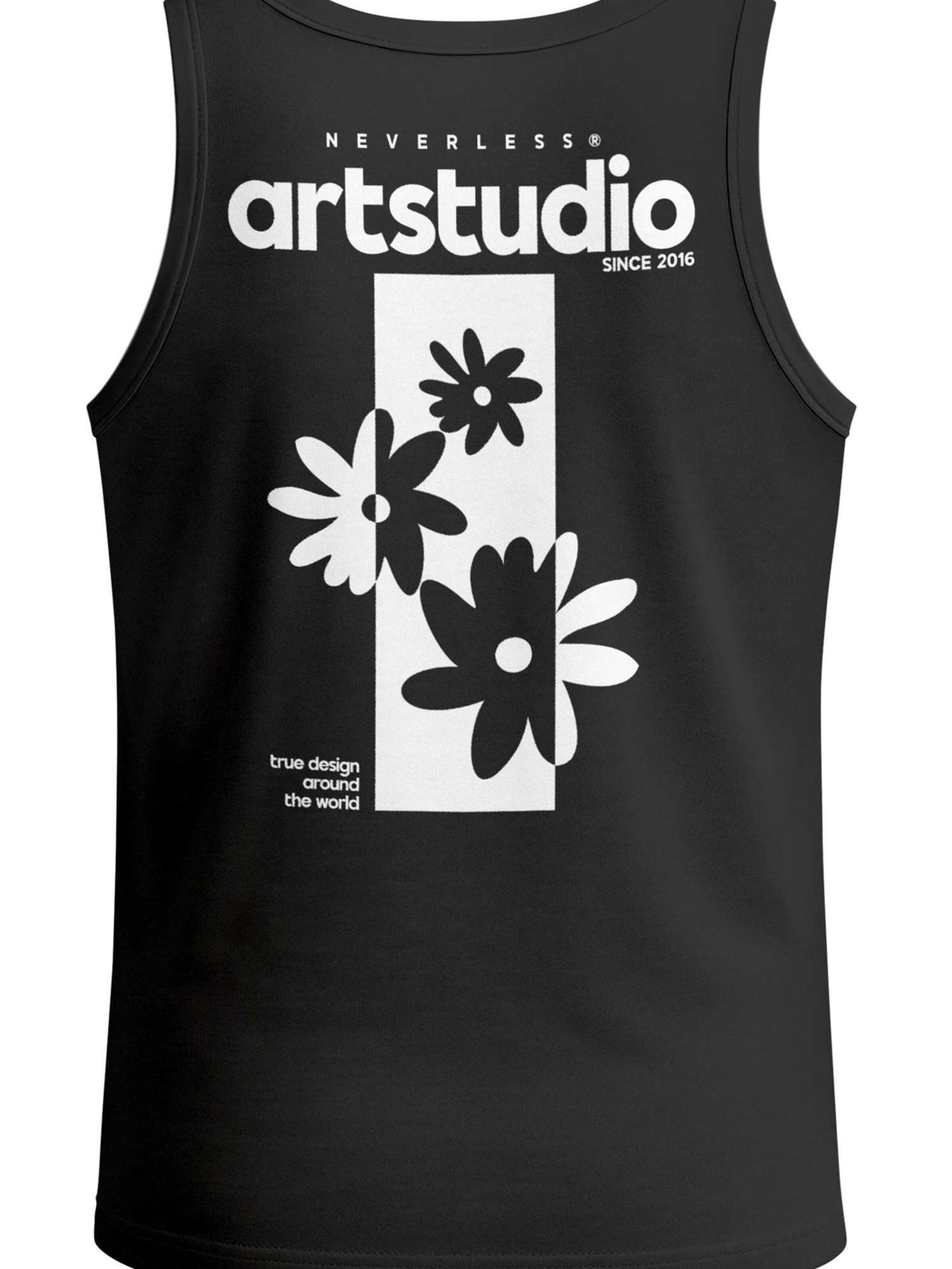 Neverless Shirt 'Artstudio Flowers'‌ in Schwarz: Vorderseite